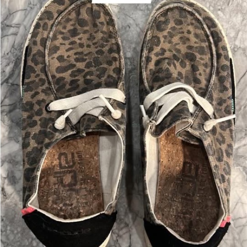 Hey Dude Leopard Print Slip-On Sneakers